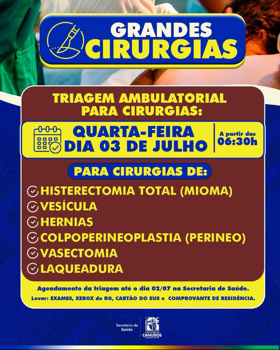 Pequenas e grandes cirurgias em Canudos